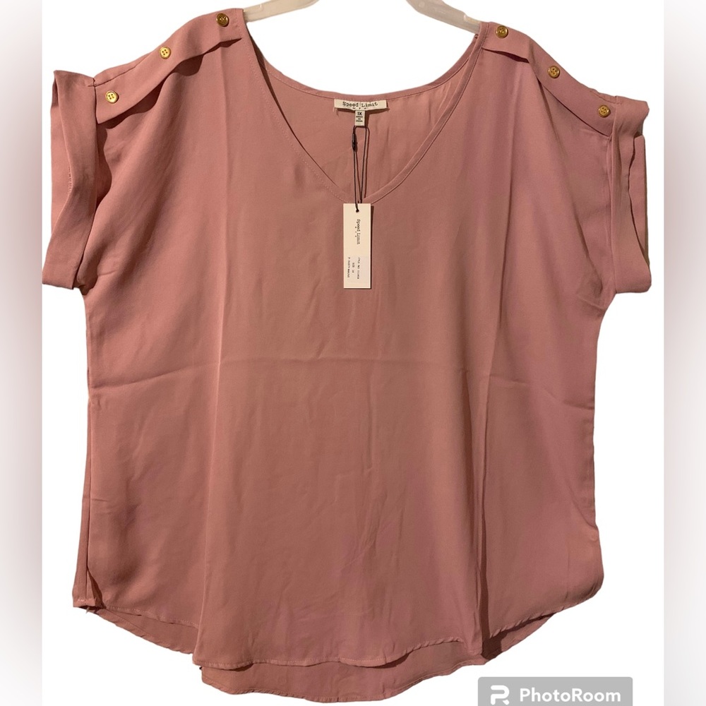 SPEED LIMIT MPH 1x Dusty Mauve Blouse